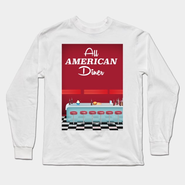 All American Diner Long Sleeve T-Shirt by nickemporium1